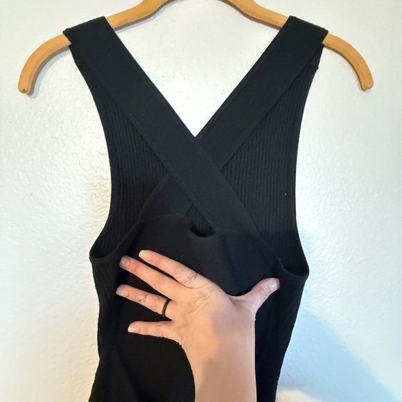 New AYR “The Vava” Black Ribbed Backless Midi Dress Size M - Picture 7 of 9